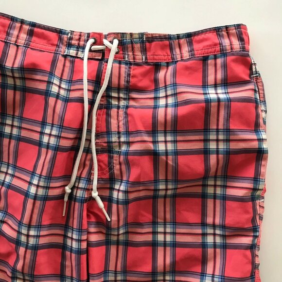 Vintage Ralph Lauren Chaps Swim Suit Trunks Mens Size M Buffalo Check Plaid Red - Picture 7 of 12